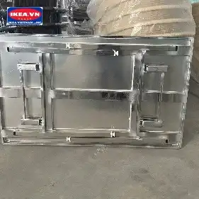 Bàn Inox 80x140 chân hộp lò xo